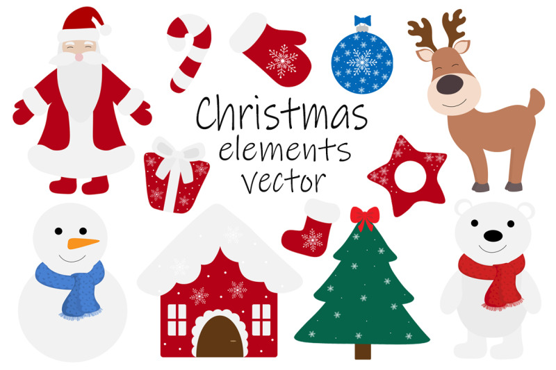 set-new-year-christmas-elements-vector-illustration