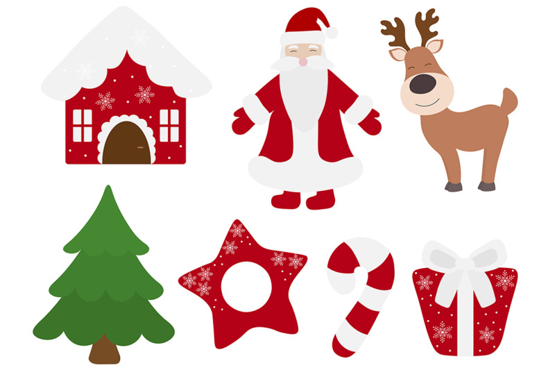 set-new-year-christmas-elements-vector-illustration