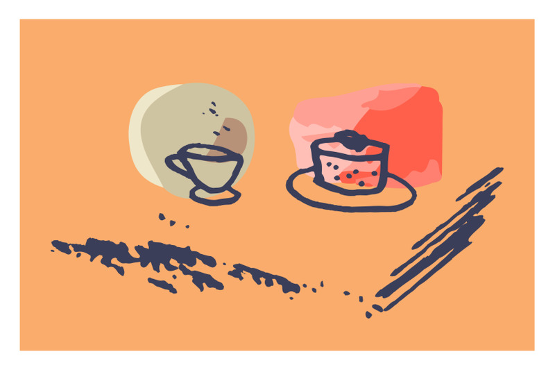 doodle-cup-of-tea-coffee-with-cake-dessert-vector