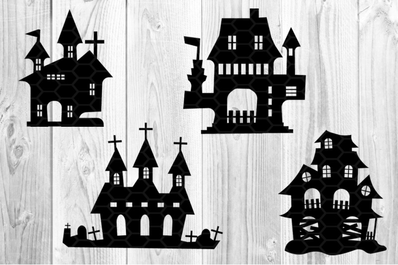 Download Halloween Haunted House Silhouette SVG By Mandala Creator ...