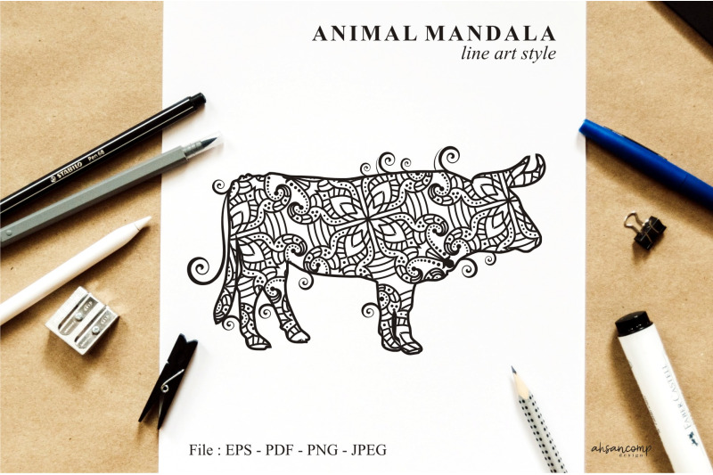 buffalo-mandala-vector-line-art-style