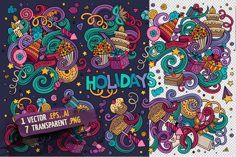 holidays-doodle-designs-set