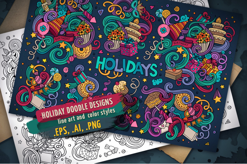 holidays-doodle-designs-set