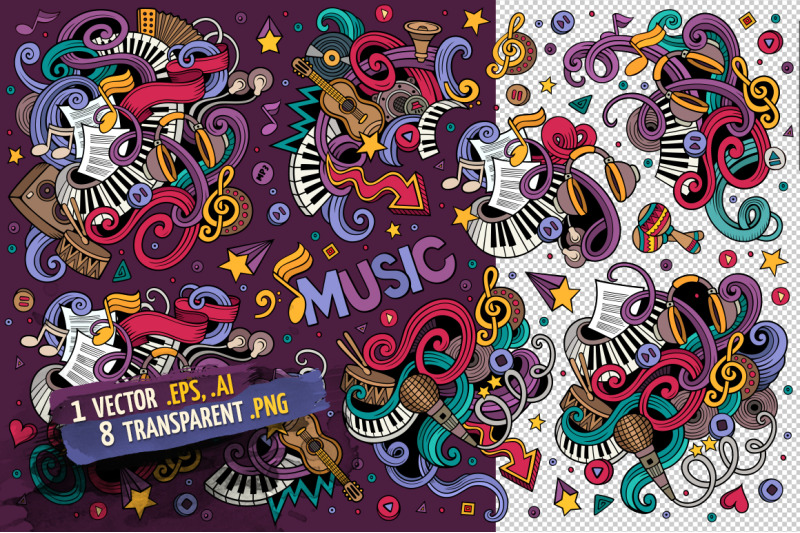 music-doodle-designs-set