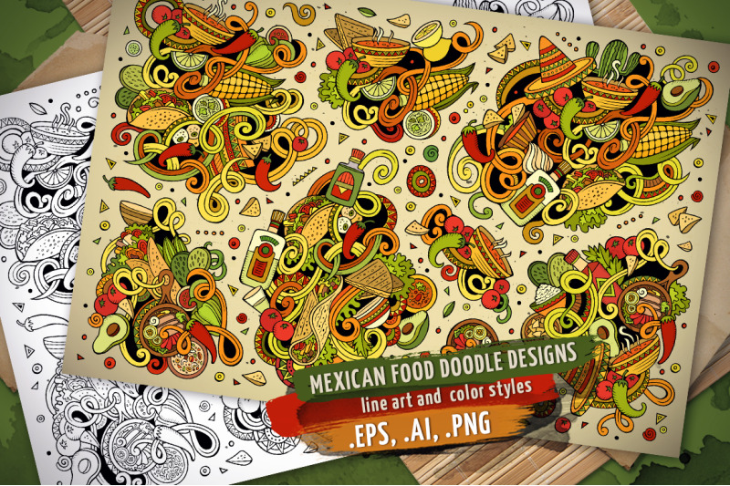 mexican-food-doodle-designs-set