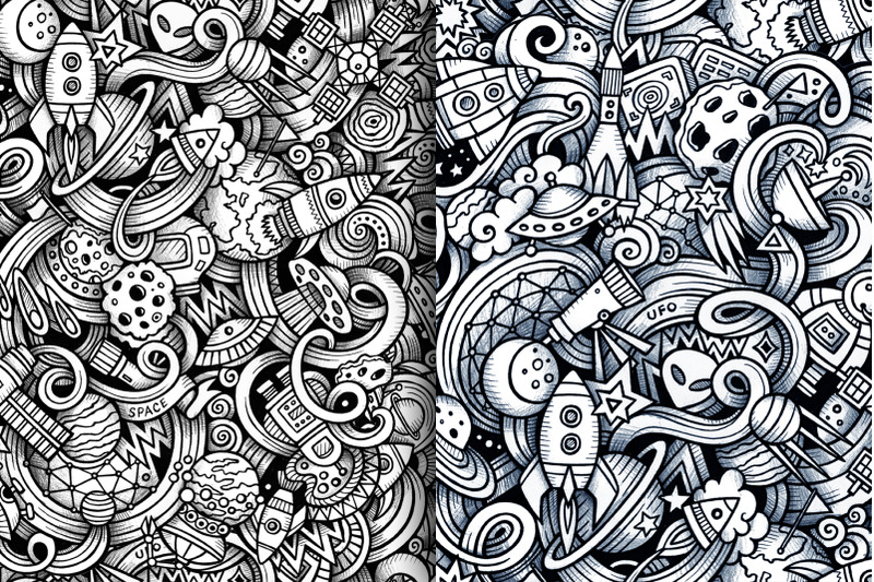 space-graphics-doodle-patterns