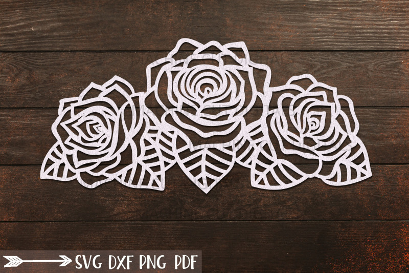 Roses with leaves border svg dxf cut out laser cricut files By kArtCreation | TheHungryJPEG.com