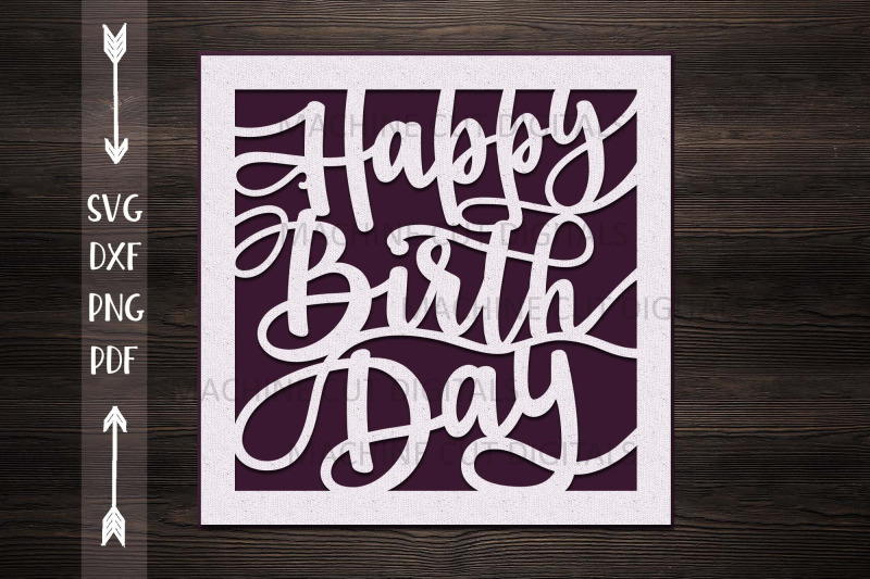 Happy Birthday card papercut svg laser cut cricut template By ...