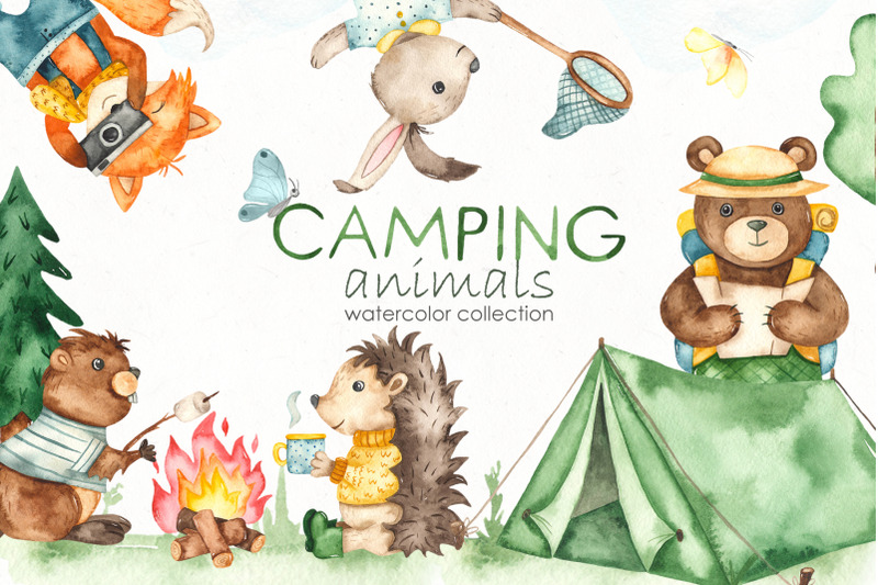 camping-animals-watercolor-clipart