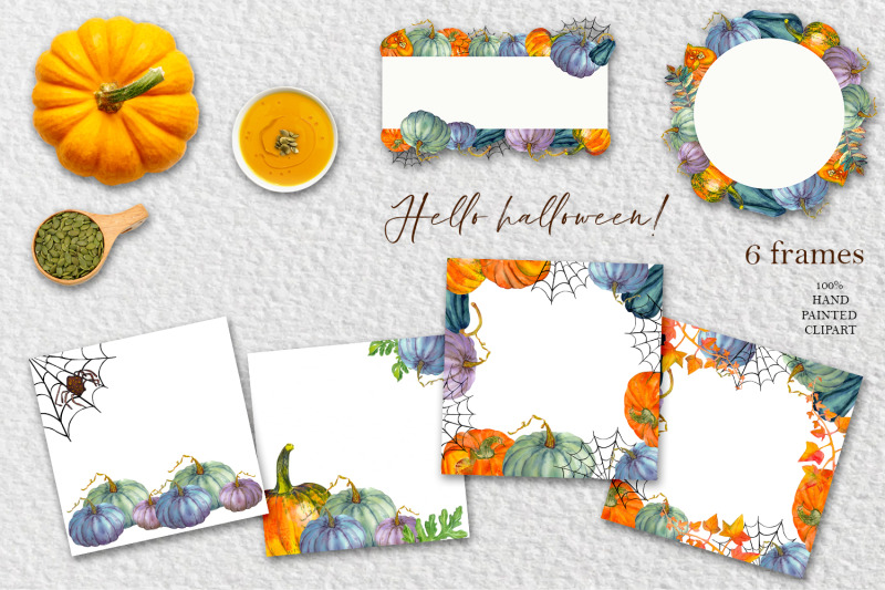 autumn-clipart-yellow-and-gree-pumpkin-and-autumn-leaves