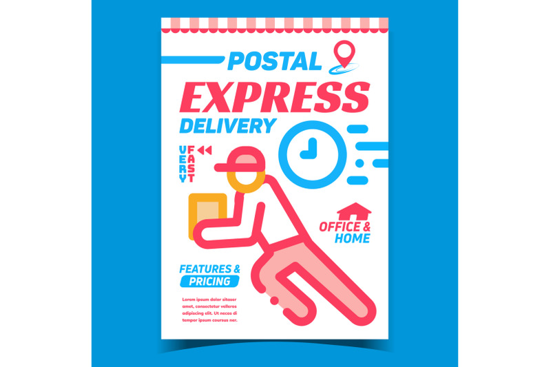 postal-express-delivery-advertising-poster-vector