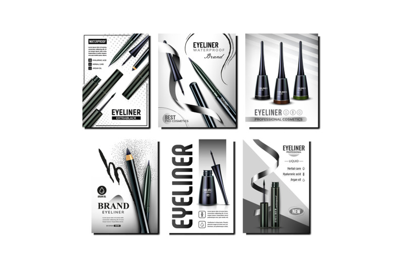 eyeliner-cosmetics-promotional-posters-set-vector