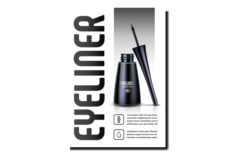 eyeliner-beauty-accessory-promo-poster-vector