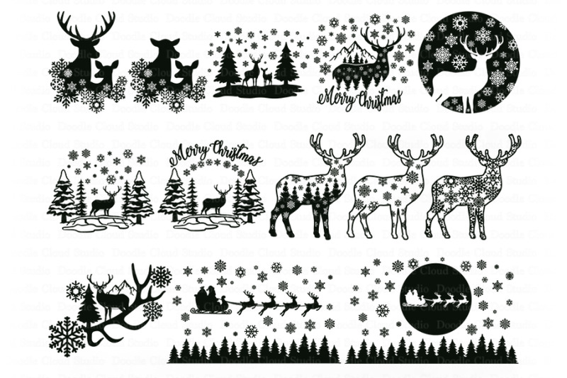 christmas-scene-with-deer-bundle-svg-deer-svgwinter-scene-with-deer