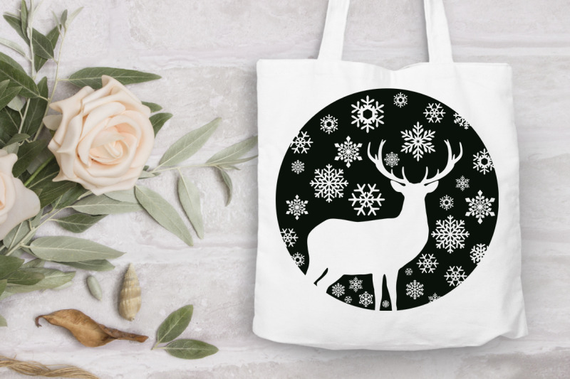 Winter Scene With Deer Bundle Svg Christmas Deer Svg Merry Christmas By Doodle Cloud Studio Thehungryjpeg Com