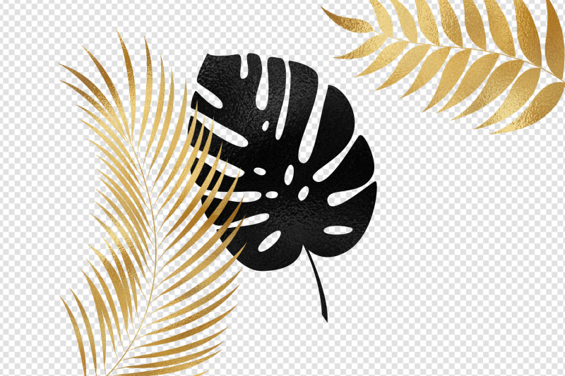 black-and-gold-tropical-leaves-clipart