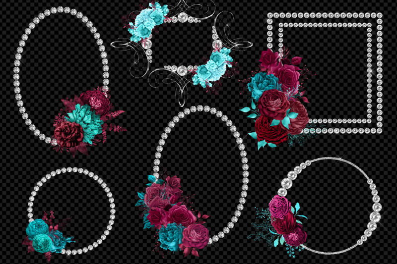 diamond-floral-frames-clipart