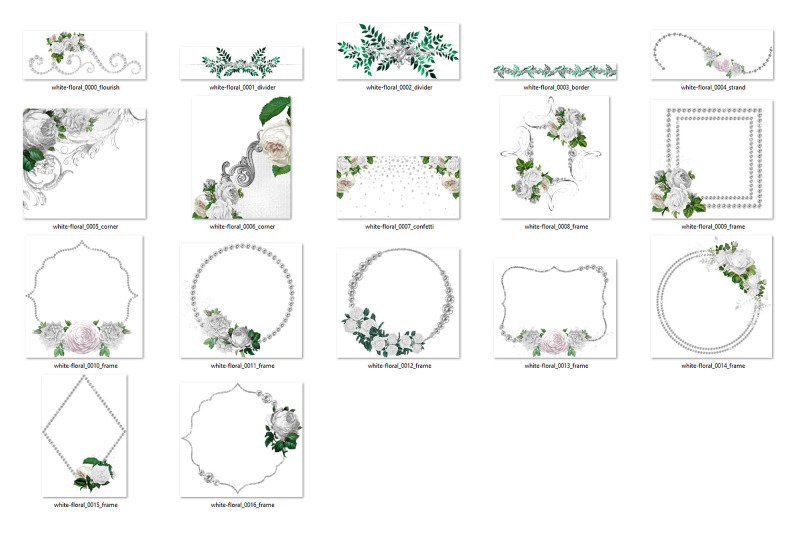 white-diamond-floral-frames-clipart