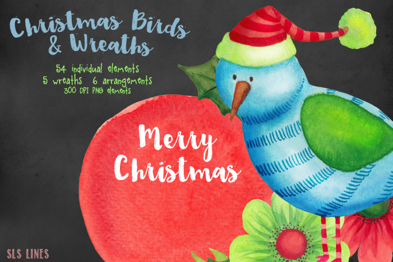 christmas-birds-and-wreaths-watercolors