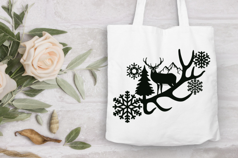 Deer SVG, Christmas Scene with Deer Bundle SVG, Winter ...