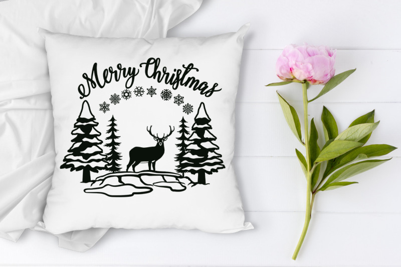 Deer Svg Christmas Scene With Deer Bundle Svg Winter Scene With Deer By Doodle Cloud Studio Thehungryjpeg Com