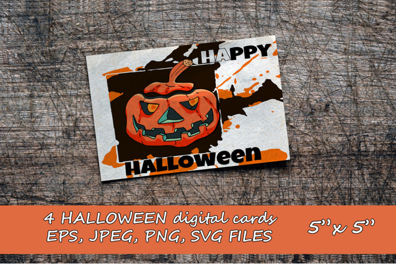 Halloween Digital Cards By Sketchlab Thehungryjpeg Com