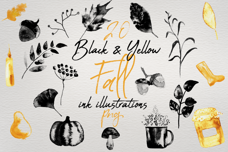 20-black-and-yellow-fall-ink-elements-graphic