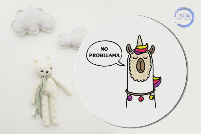 no-probllama-llama-embroidery-design