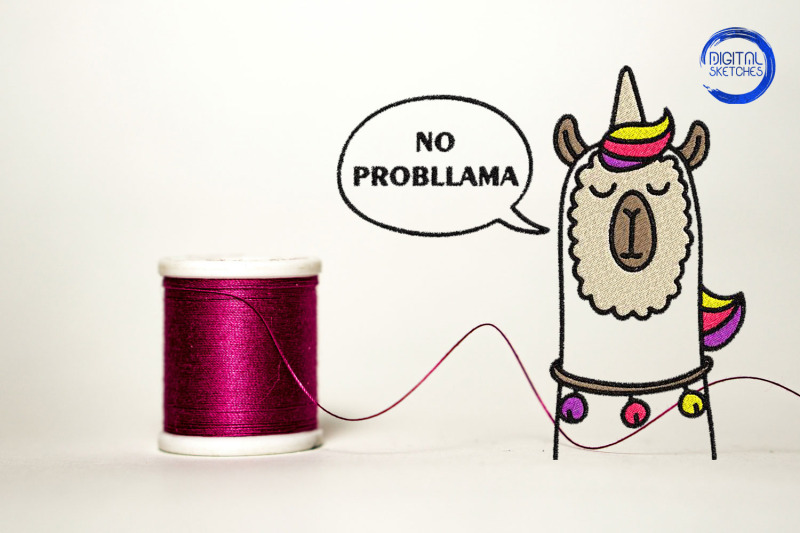 no-probllama-llama-embroidery-design