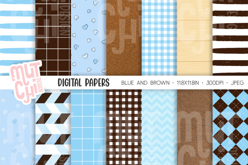 blue-and-brown-digital-paper-set