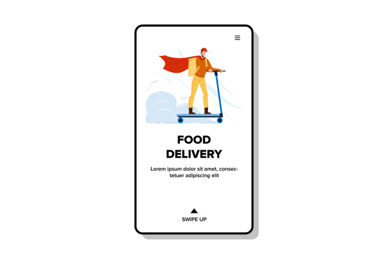 food-delivery-service-worker-riding-scooter-vector