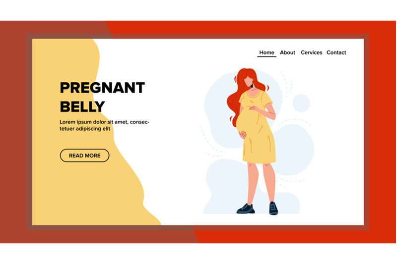 pregnant-belly-abdomen-stroking-young-woman-vector