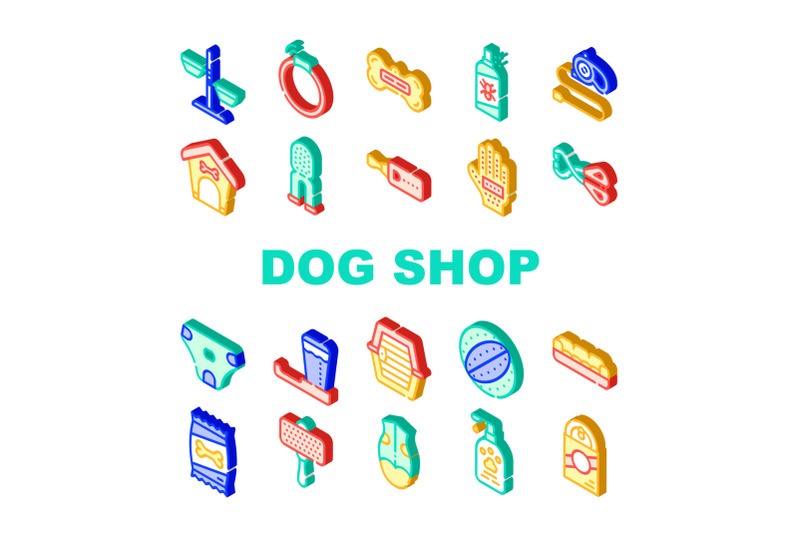 dog-shop-accessories-collection-icons-set-vector