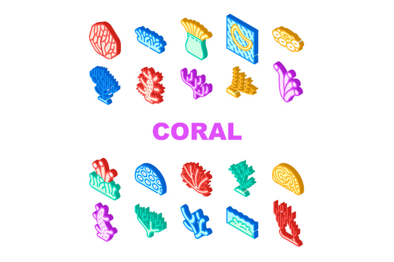 coral-sea-aquatic-reef-collection-icons-set-vector