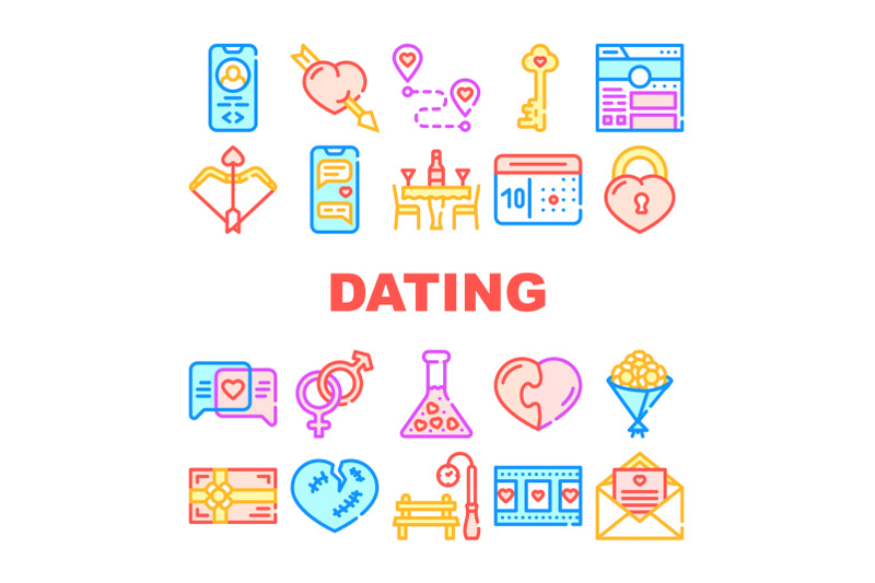 dating-love-romantic-collection-icons-set-vector