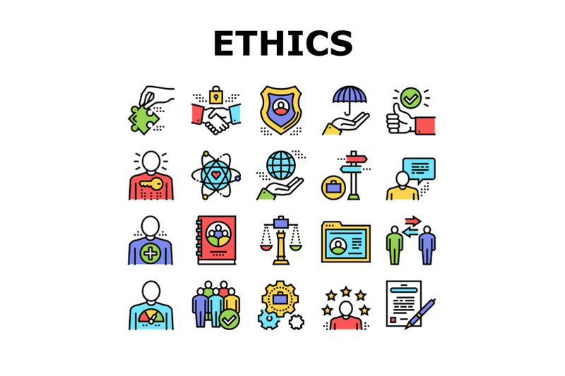 business-ethics-moral-collection-icons-set-vector