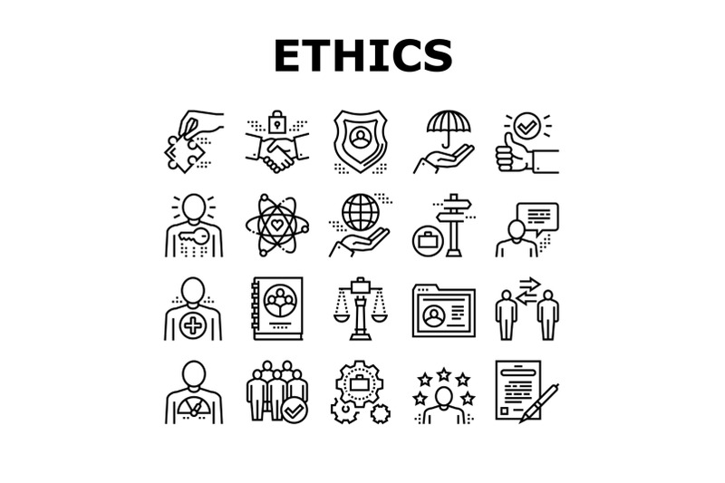 business-ethics-moral-collection-icons-set-vector