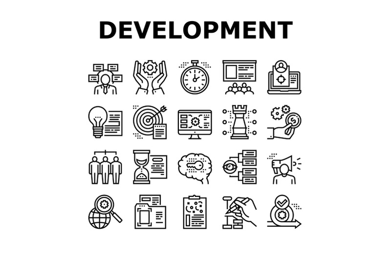 project-development-collection-icons-set-vector