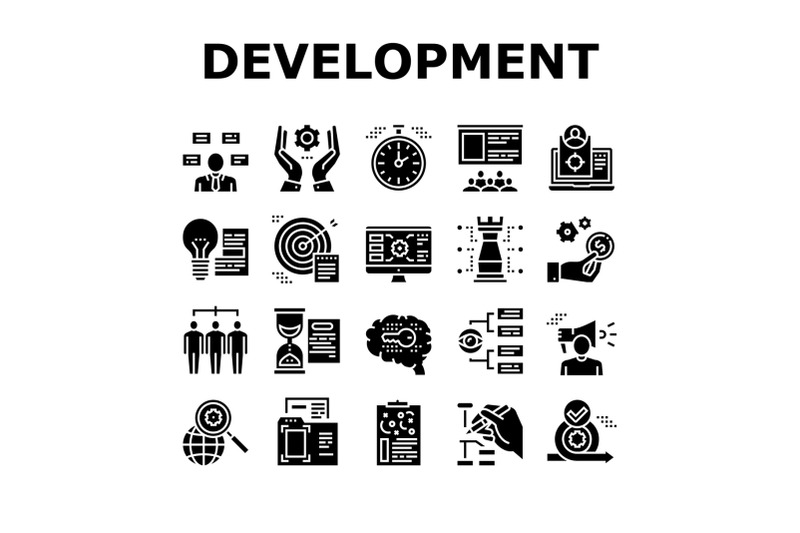 project-development-collection-icons-set-vector