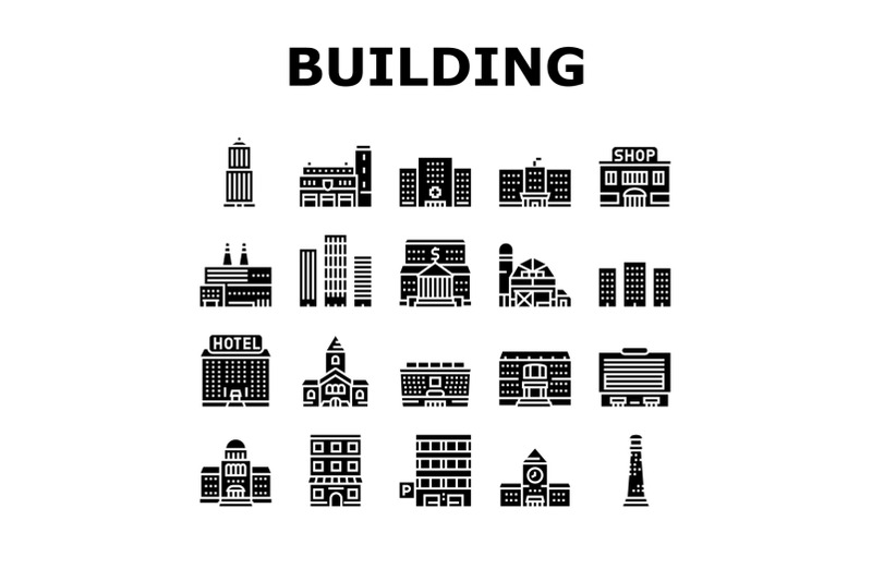 building-architecture-collection-icons-set-vector