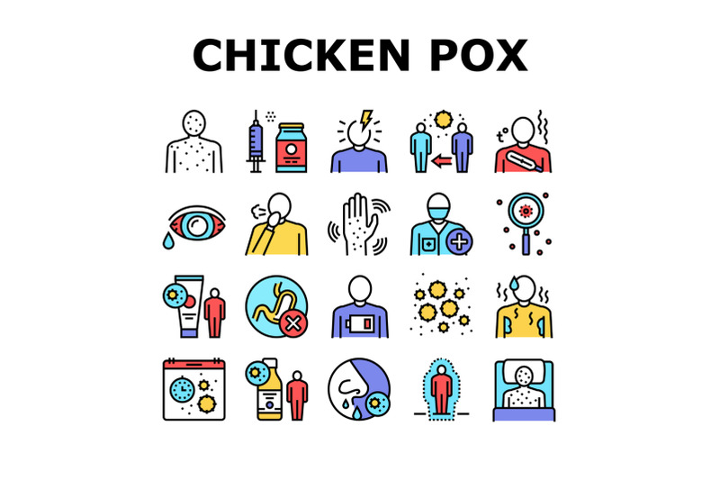 chicken-pox-disease-collection-icons-set-vector