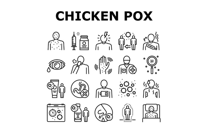 chicken-pox-disease-collection-icons-set-vector