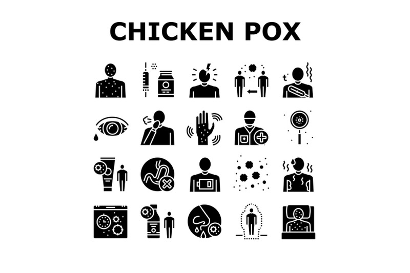 chicken-pox-disease-collection-icons-set-vector