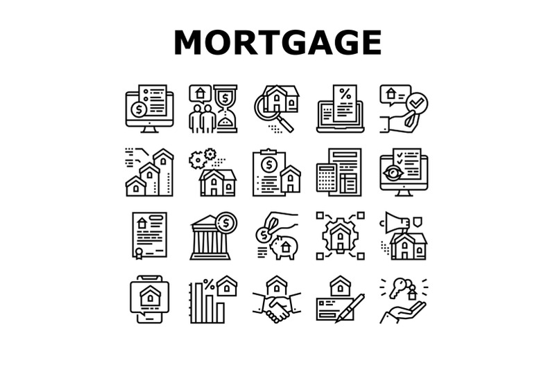 mortgage-real-estate-collection-icons-set-vector