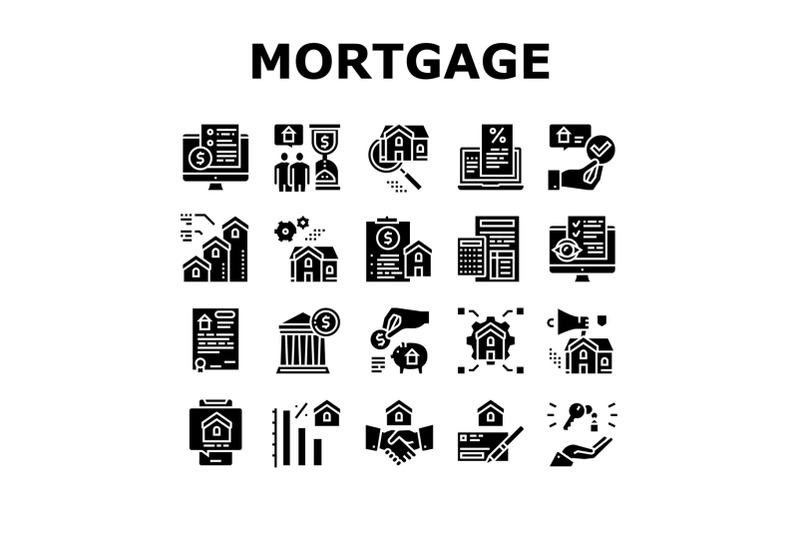 mortgage-real-estate-collection-icons-set-vector