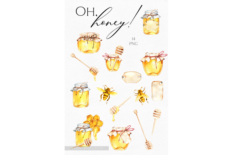 watercolor-honey-bee-clipart-sunflower-clipart-honey-comb-honey-jar