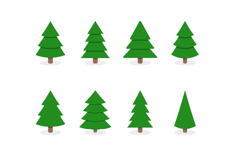 green-xmas-tree-set-isolated-on-white