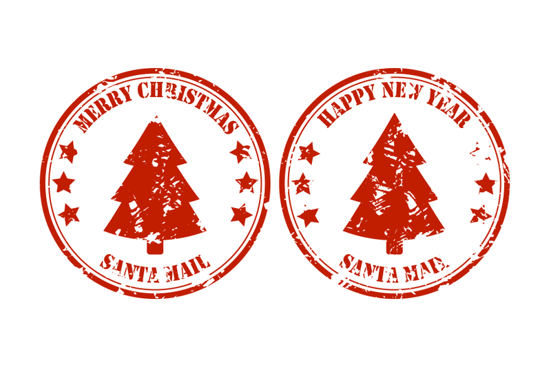 santa-post-mail-rubber-stamp-with-xmas-tree