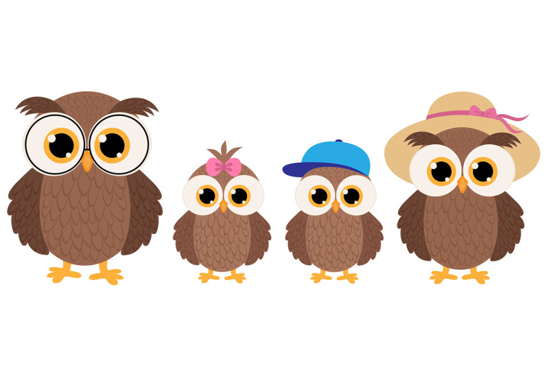 set-cute-owls-vector-illustration