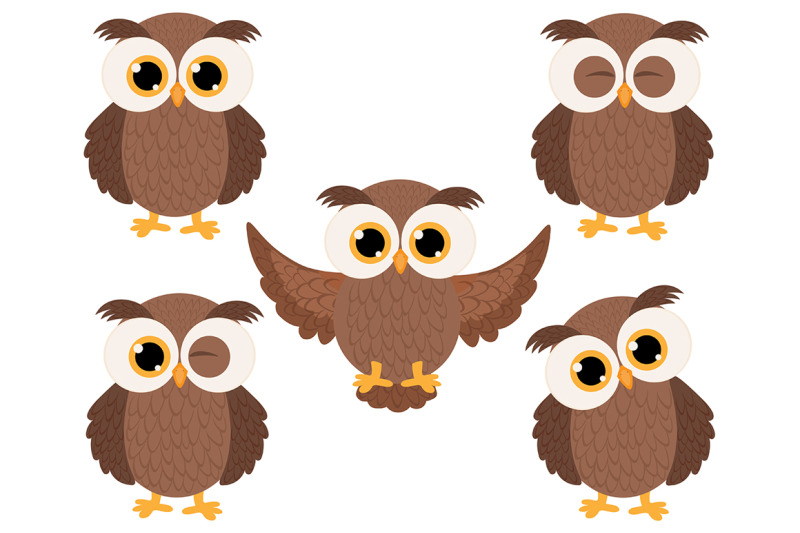 set-cute-owls-vector-illustration